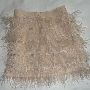 Elegant Feathered Tan Skirt